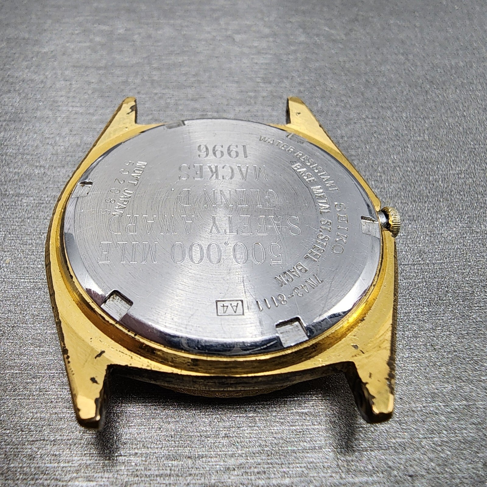 Seiko President Watch Men 36mm Gold Dial Gold Tone Daydate 7N438111 PARTS10