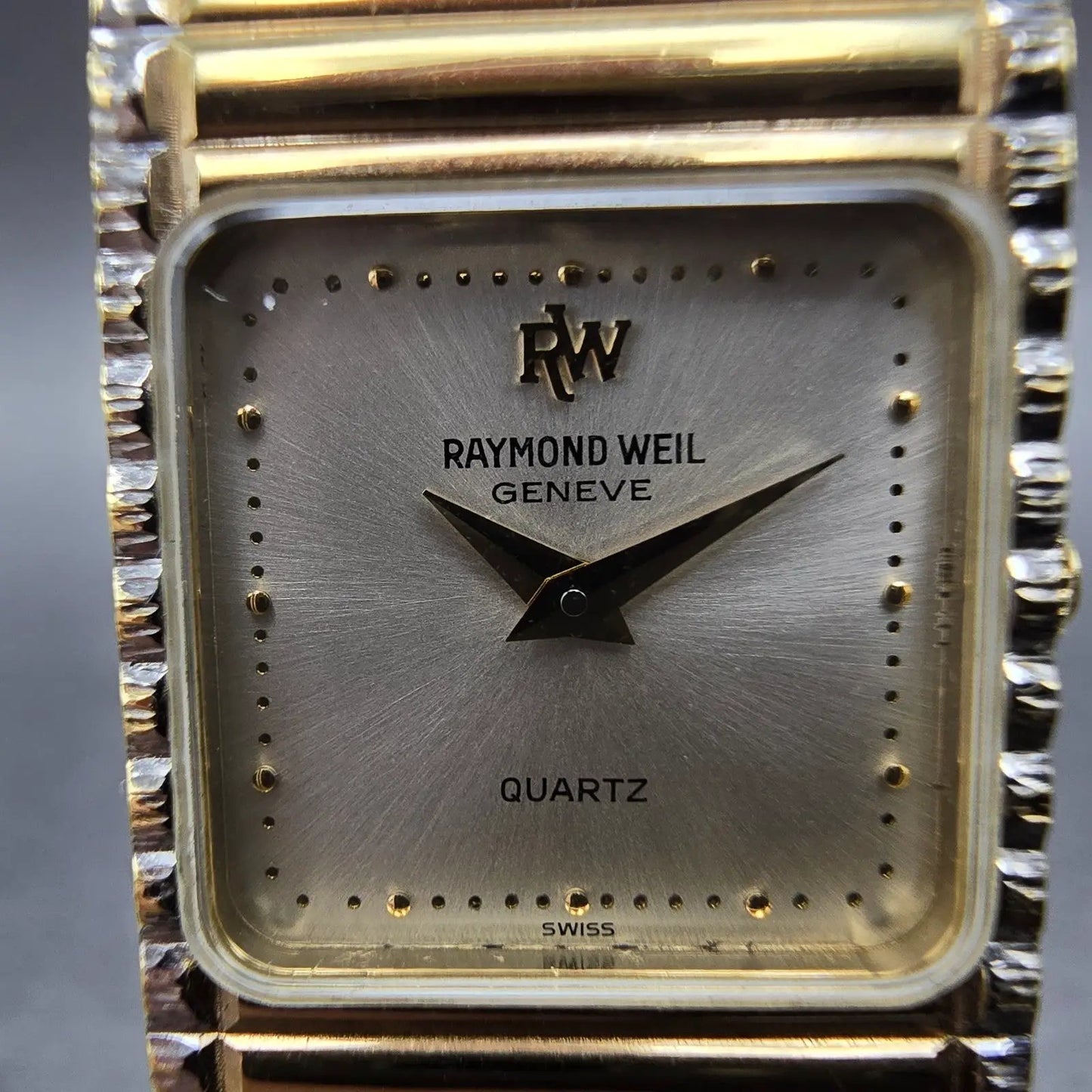 Raymond Weil Tank Watch Women 18mm Silver Dial Two Tone Gold Plated 8057 New Bat1