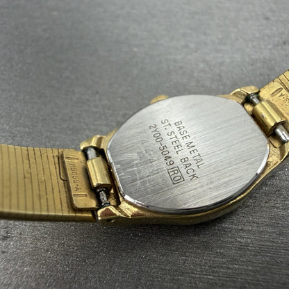 Seiko Watch Women 16mm Silver Dial Gold Tone Octagon 2Y00-5049 New Battery9