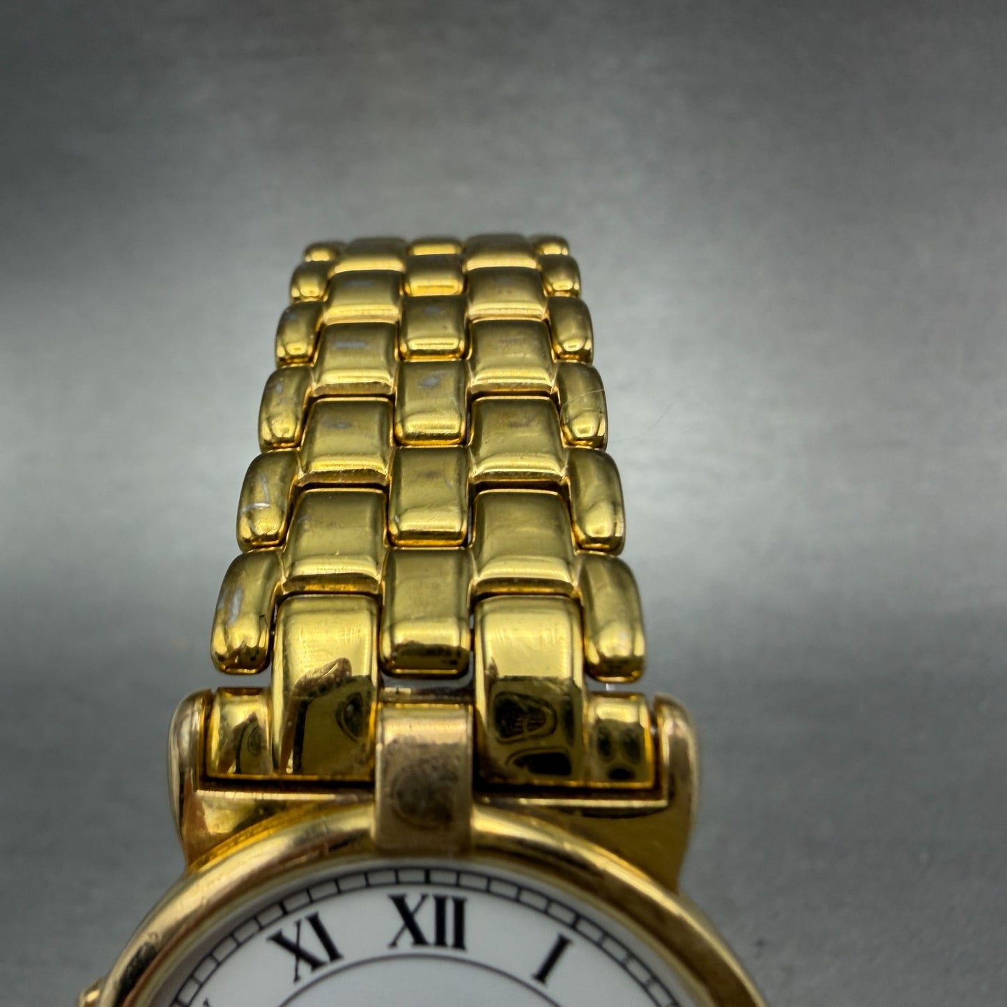 Gucci 3400M Watch Unisex 31mm White Dial Gold Plated Round New Battery VTG4