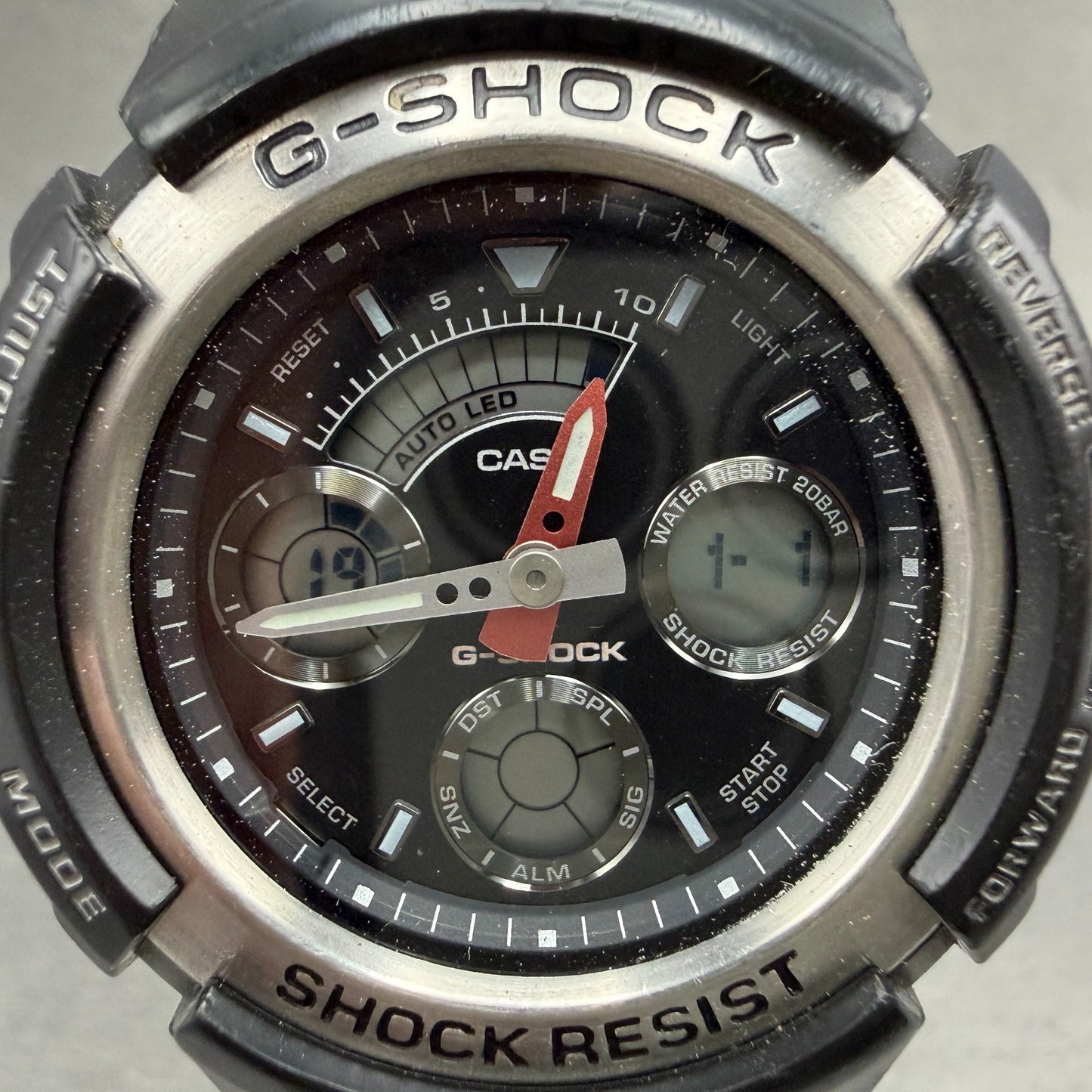Casio G-Shock AW-590 Watch Men 47mm Black Tone Gray Bezel Alarm Chrono New BattL1