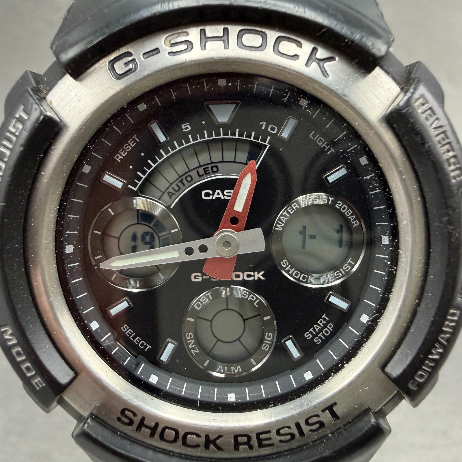 Casio G-Shock AW-590 Watch Men 47mm Black Tone Gray Bezel Alarm Chrono New BattL1