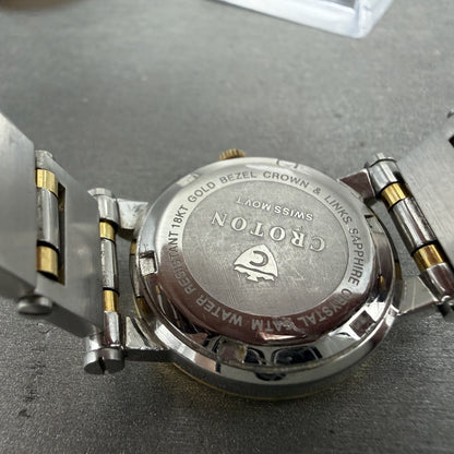 Croton Equator Watch Women 27mm MOP Dial 18K Gold Steel Date New Battery9
