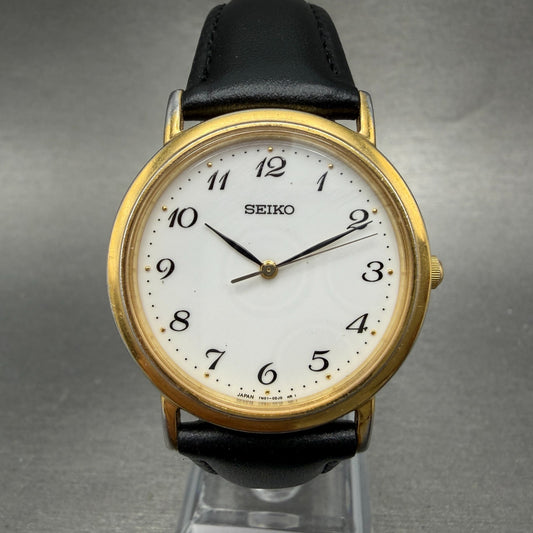 Seiko Watch Men 33mm White Dial Gold Tone Round 7N01-0BH0 NewBat Arabic Numerals0