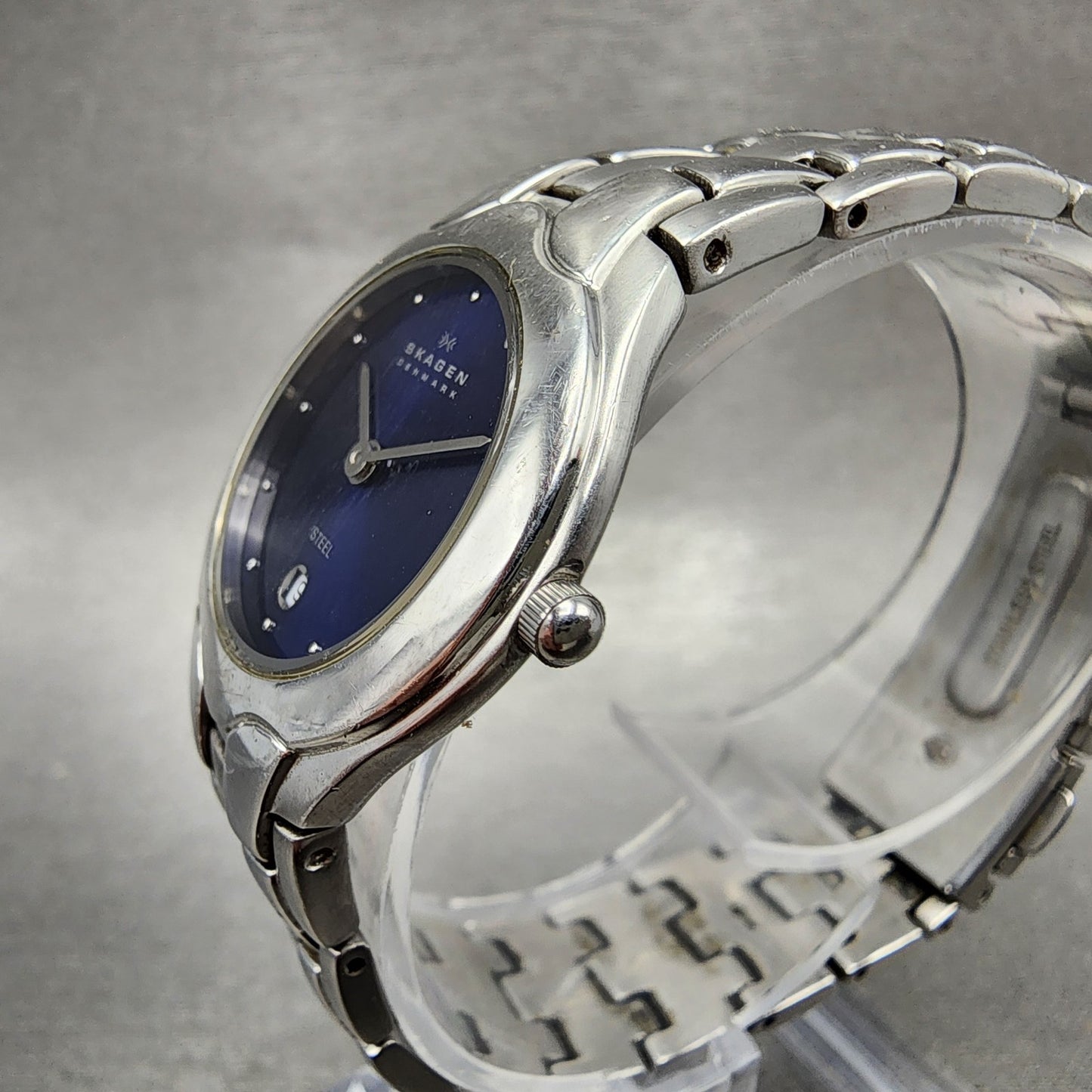 Skagen Watch Women 28mm Blue Dial Stainless Steel Date Round 202SSXN New Battery2
