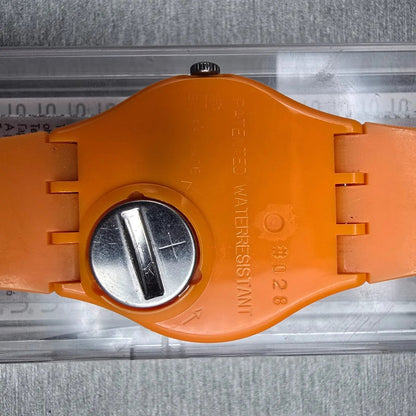 Swatch Fresh Papaya Watch Men 34mm Orange Dial Orange Tone GO105 New Battery12