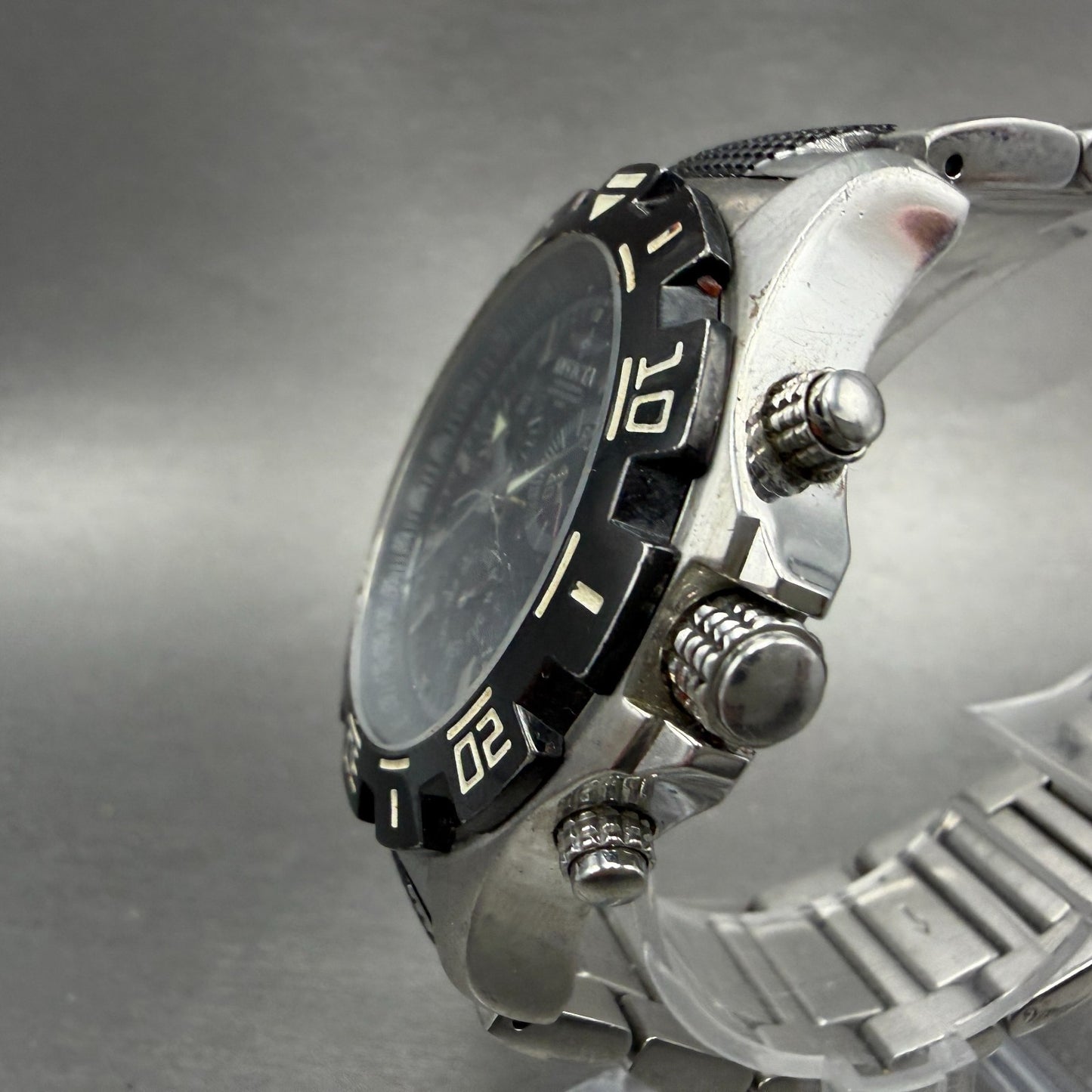 Invicta Chronograph Watch Men 42mm Black Dial Steel Daydate 3913 New Battery2