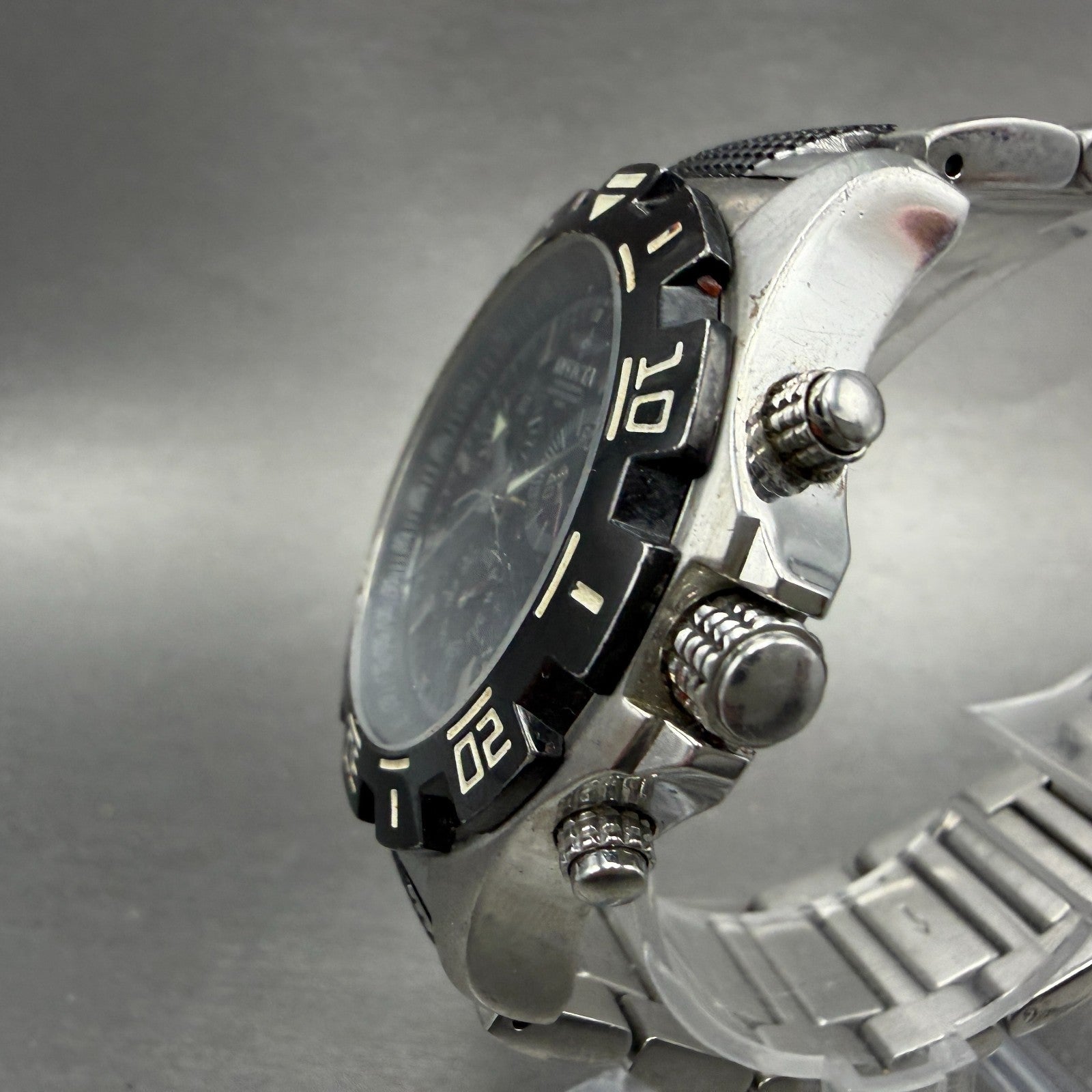Invicta Chronograph Watch Men 42mm Black Dial Steel Daydate 3913 New Battery2