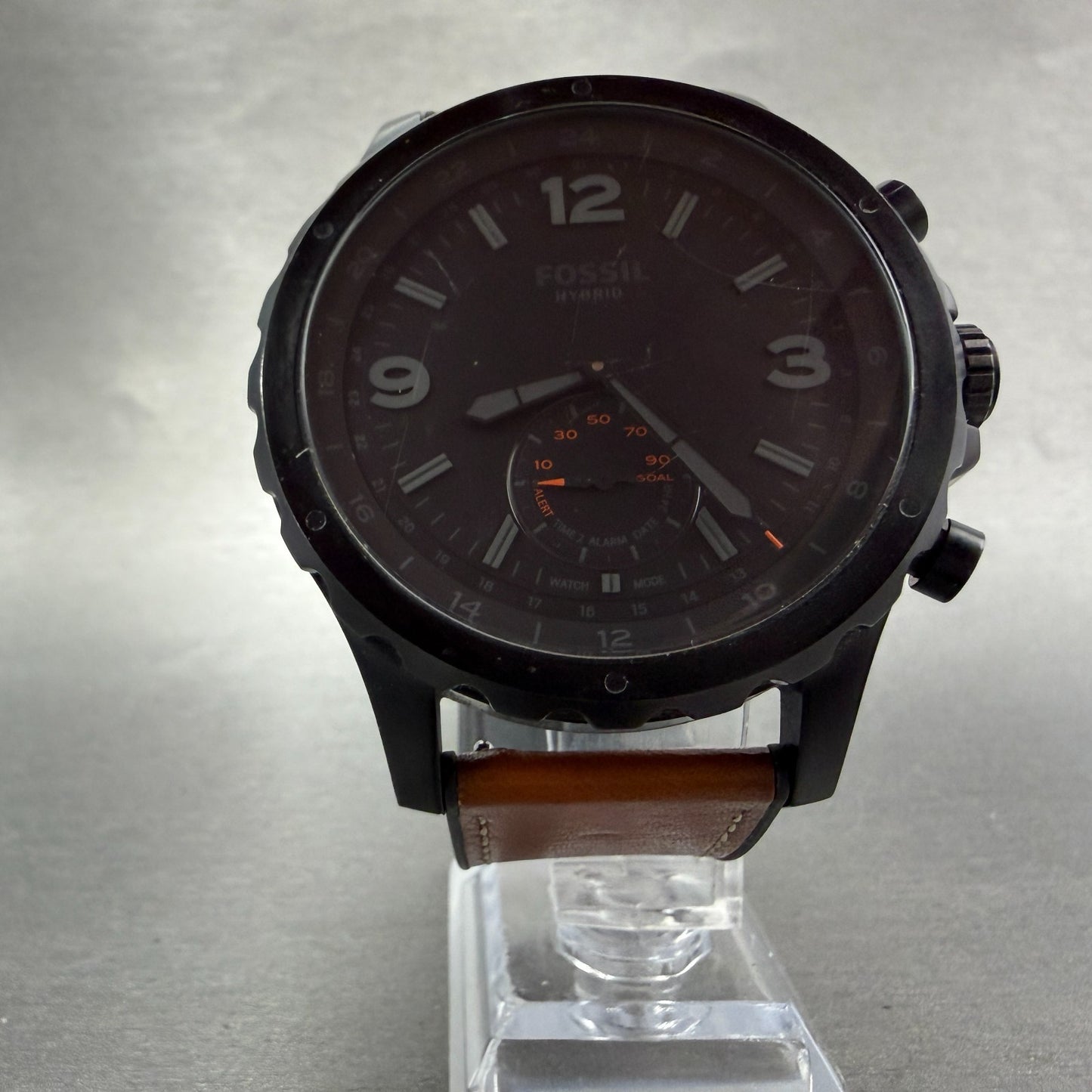 Fossil Q Hybrid Smartwatch Nate Watch Men 50mm Black Dial Black FTW1114 New bat5