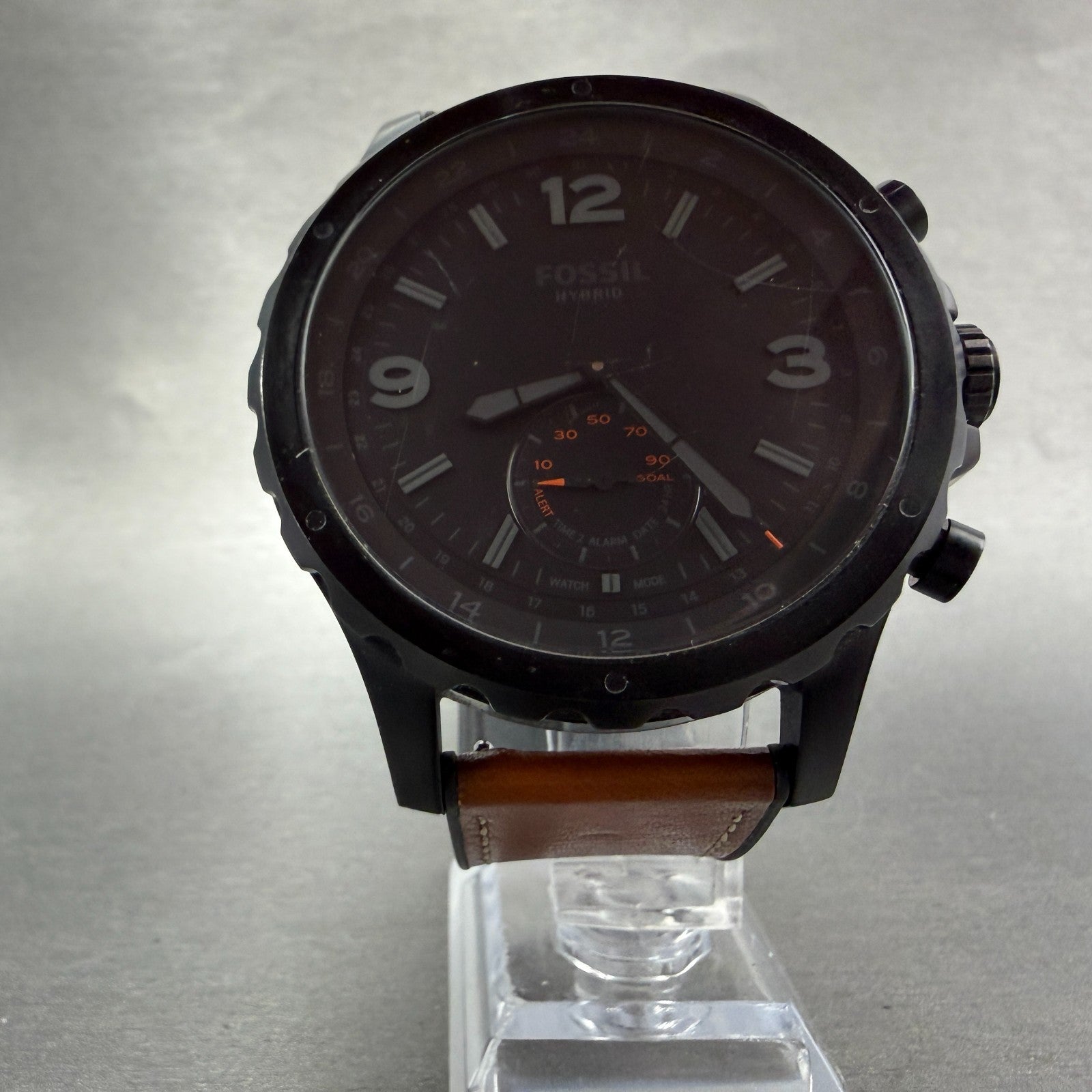 Fossil Q Hybrid Smartwatch Nate Watch Men 50mm Black Dial Black FTW1114 New bat5