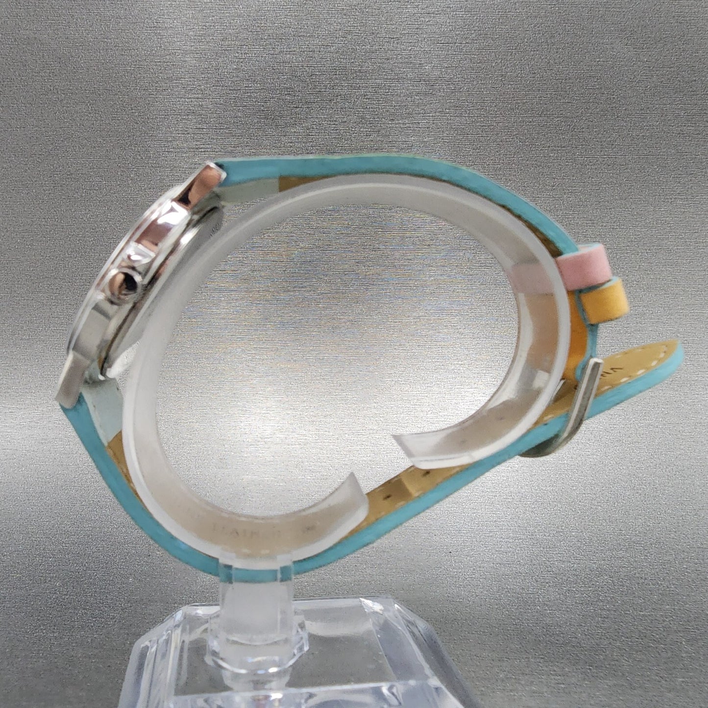 Orvis Watch Women 34mm White Dial Silver Tone Round Rainbow Band New Battery6