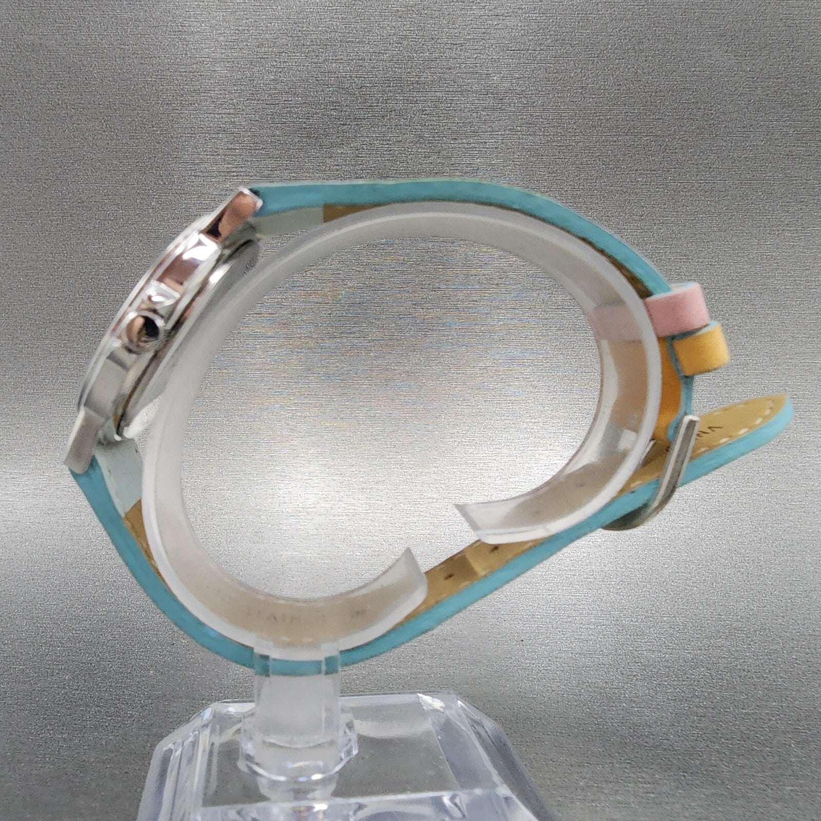 Orvis Watch Women 34mm White Dial Silver Tone Round Rainbow Band New Battery6