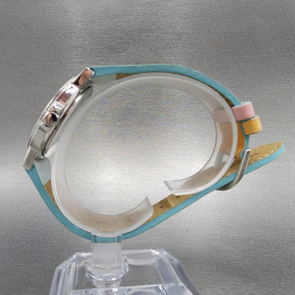 Orvis Watch Women 34mm White Dial Silver Tone Round Rainbow Band New Battery6