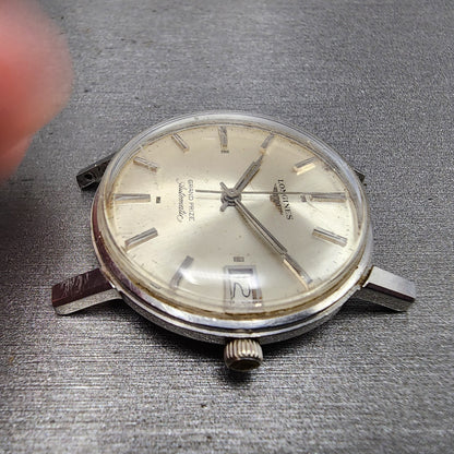 Longines Grand Prize Automatic Watch Men 34mm Silver Dial Stainless Steel PARTS6