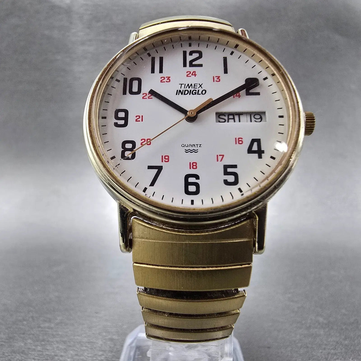 Timex Easy Reader Watch Men 35mm White Dial Gold Daydate Round New Battery5