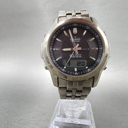 Casio Lineage Watch Men 41mm Black Dial Titanium Analog Digital Solar Runs BAC125