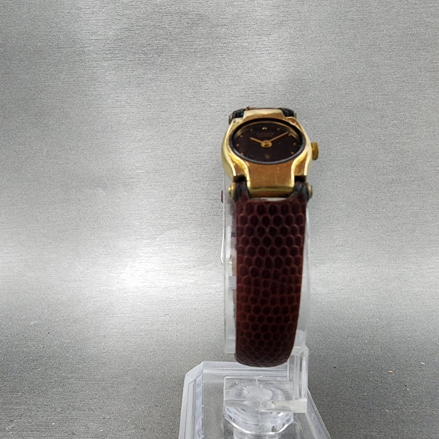 Citizen CQ Watch Women 17mm Black Dial Gold Tone Round 3220S10034 New Battery5