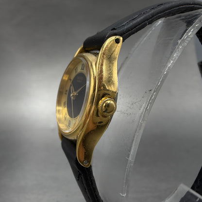 Seiko Watch Women 21mm Black Dial Gold Tone Round 1N01-0E19 New Battery Vintage12