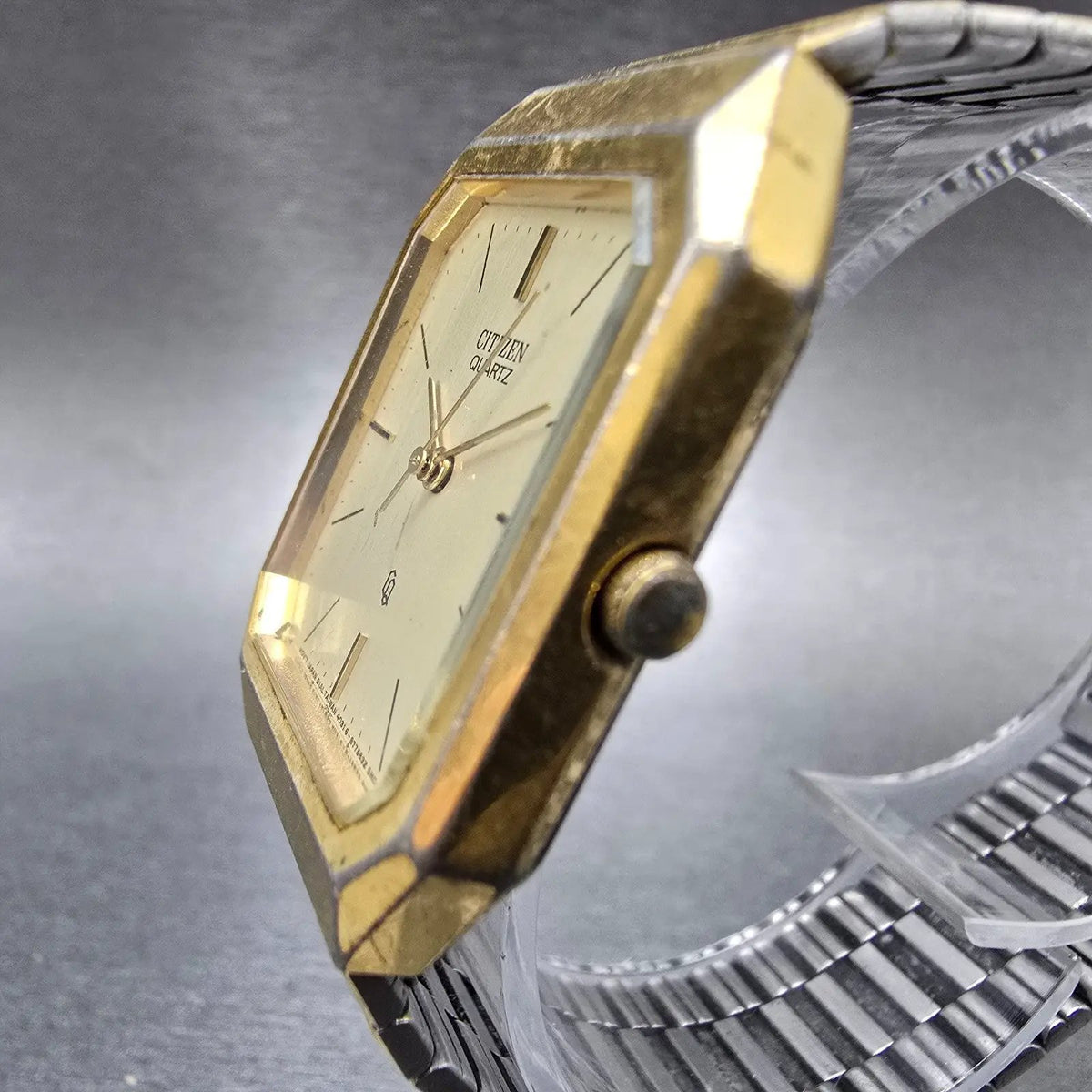 Citizen CQ Watch Men 26mm Champagne Dial Gold Tone Octagon 4031-893484 PARTS3
