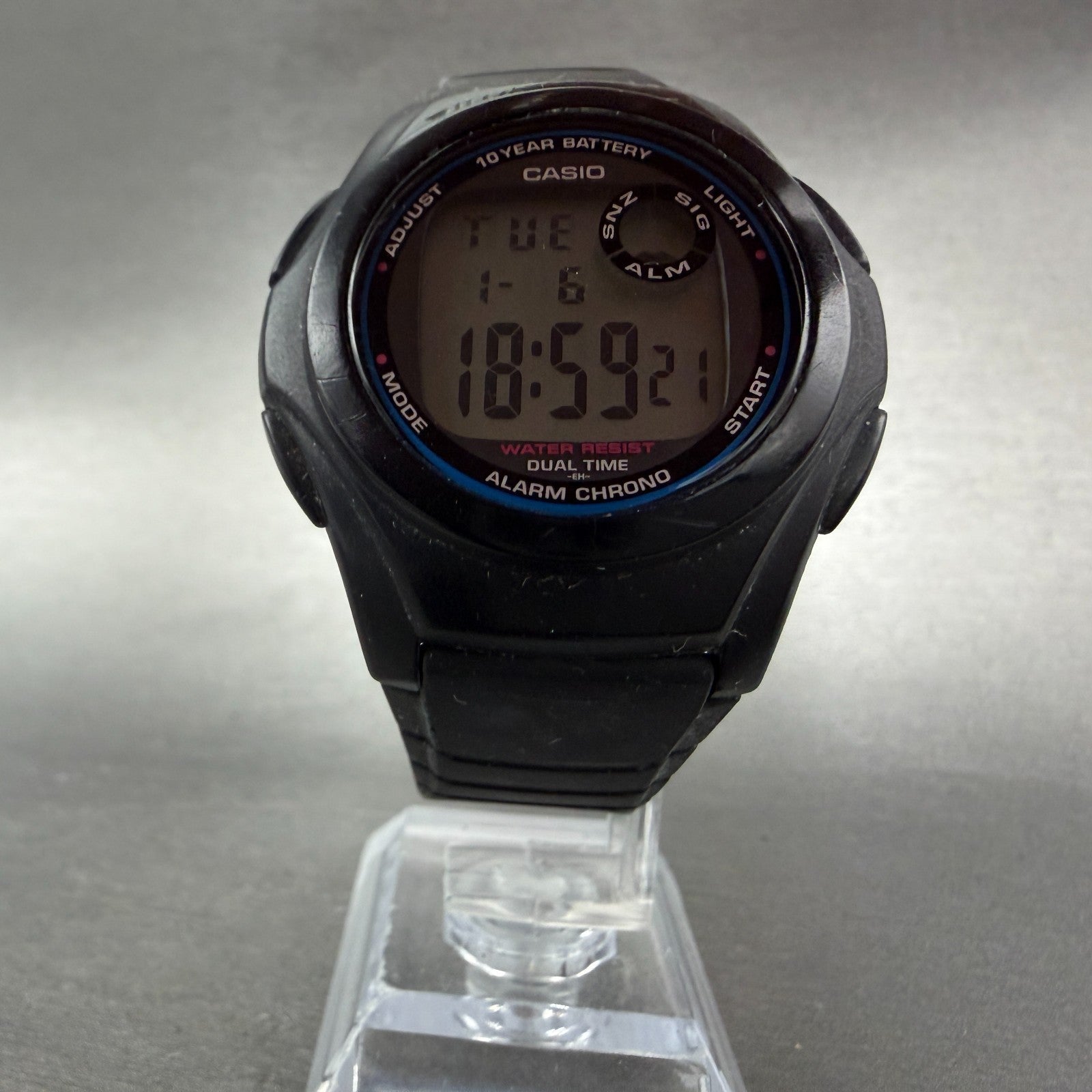 Casio F-200 Watch Men 40mm Digital Black Tone Alarm Chrono Round Works Dual Time5