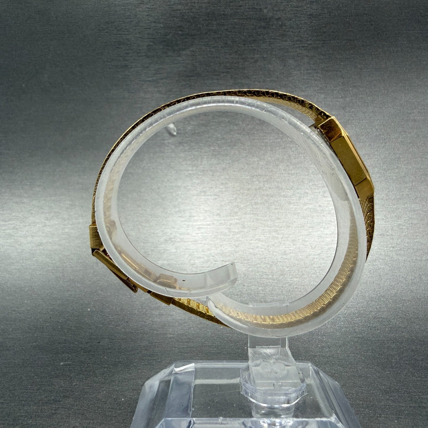 Elgin Watch Women 11mm Gold Dial Gold Tone Octagon New Battery Mesh band NOS8