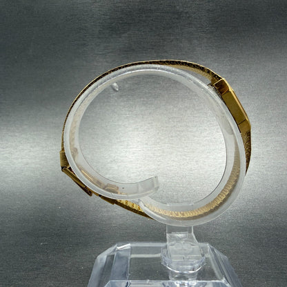Elgin Watch Women 11mm Gold Dial Gold Tone Octagon New Battery Mesh band NOS8
