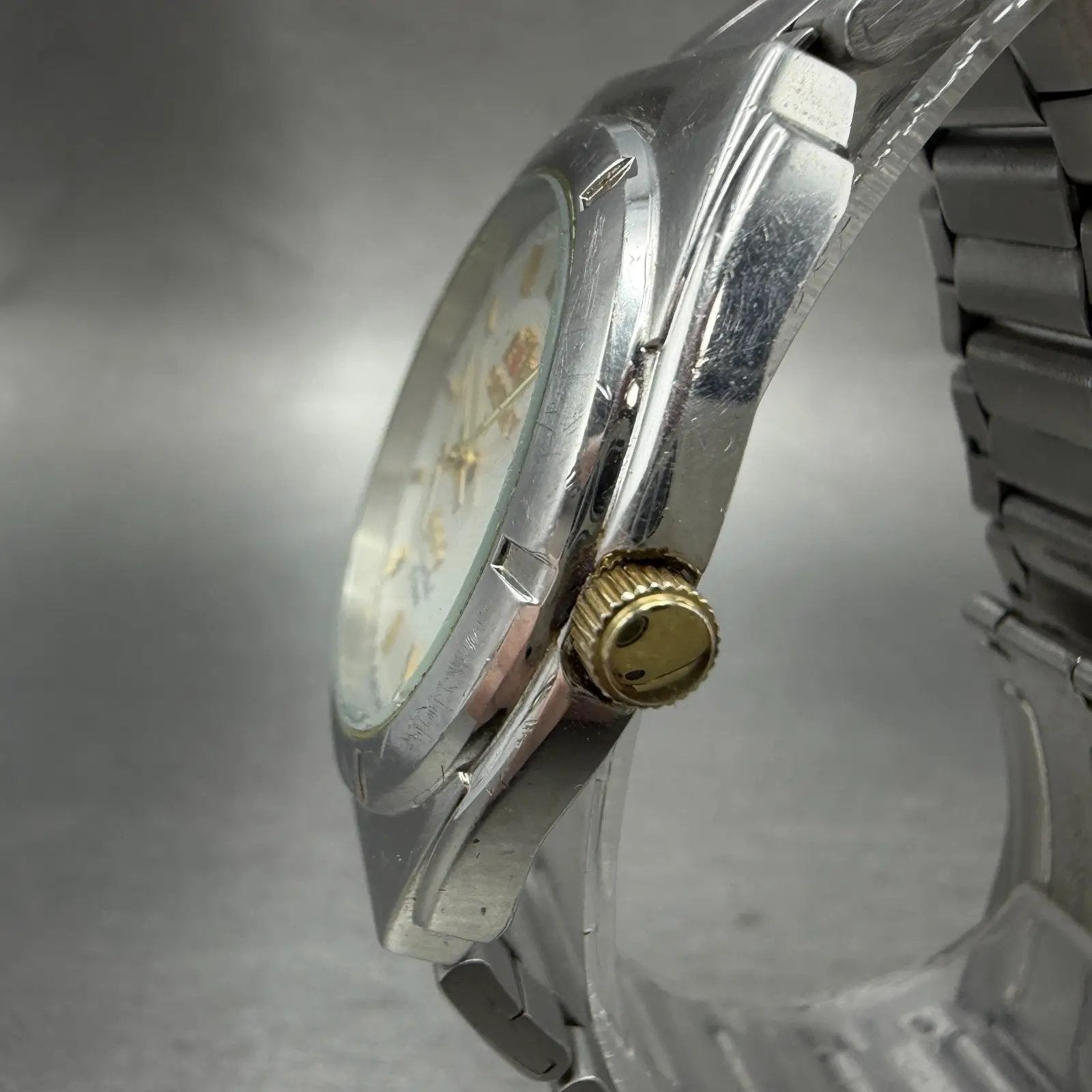 Orient Crystal Tri Star Watch Men 36mm White Dial Steel Date Round READ!! NewBat2