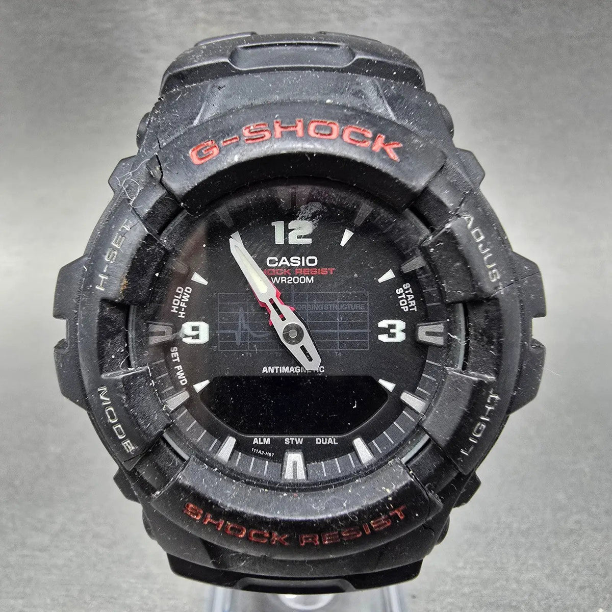 Casio G-Shock G-100 Watch Men 47mm Black Red Analog Digital 5158 PARTS0