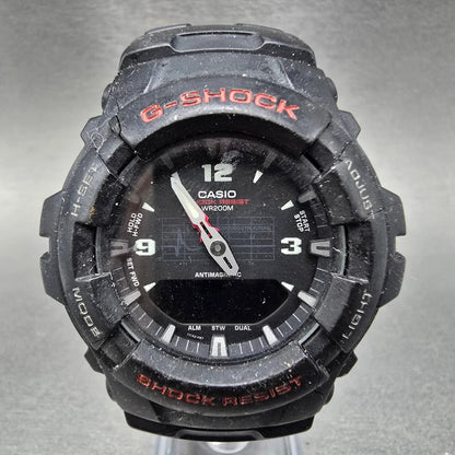 Casio G-Shock G-100 Watch Men 47mm Black Red Analog Digital 5158 PARTS0