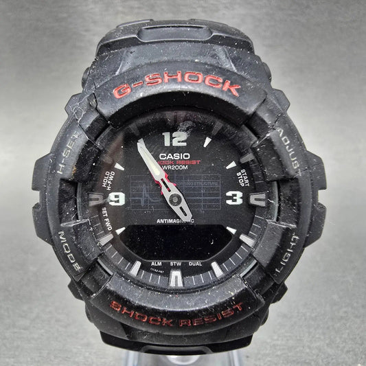 Casio G-Shock G-100 Watch Men 47mm Black Red Analog Digital 5158 PARTS0