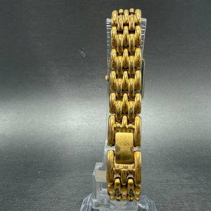 Seiko Tank Watch Women 17mm White Dial Gold Tone Rectangle V400-6169 New Battery7