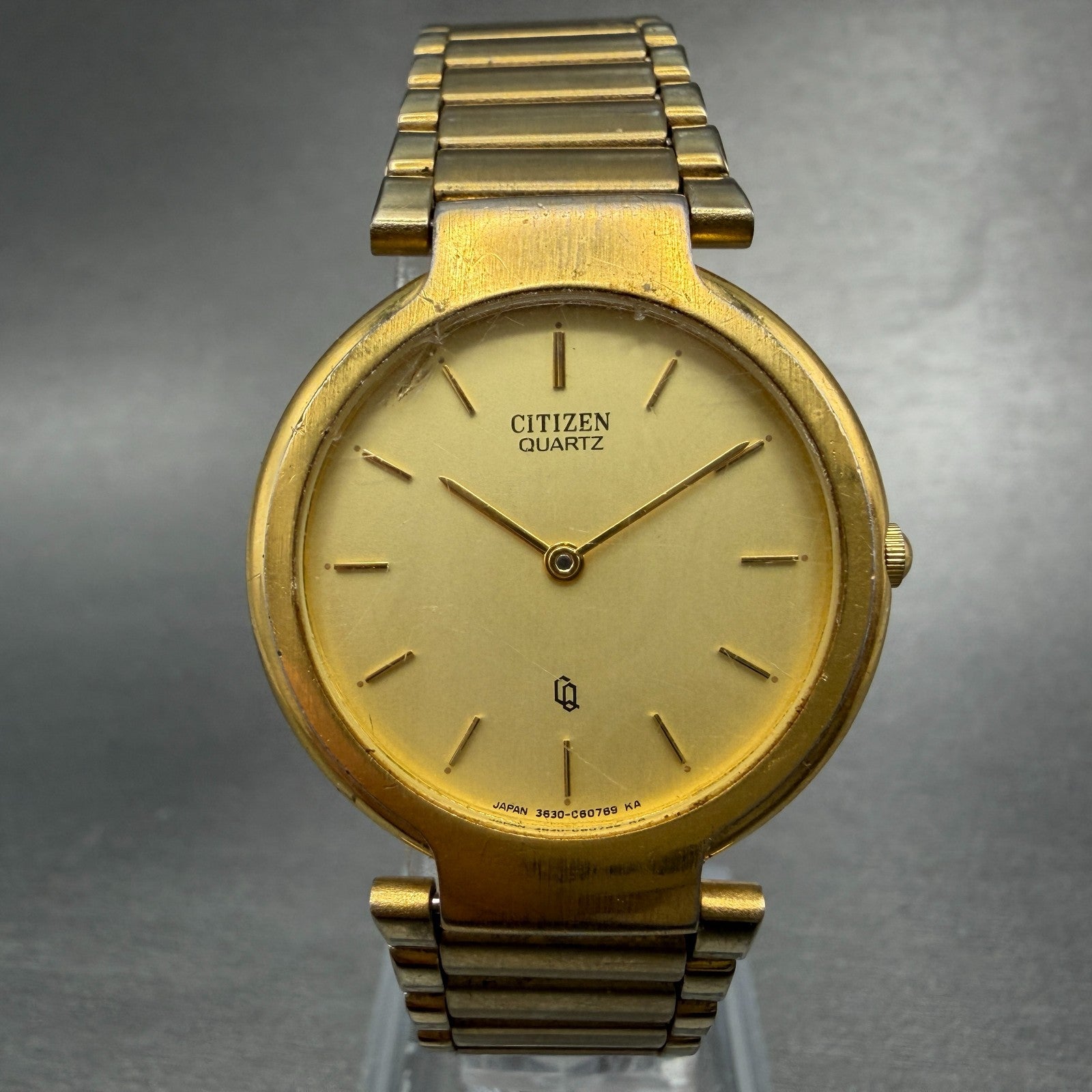 Citizen CQ Watch Women 29mm Gold Dial Gold Tone Round 3620-364708 New Battery0