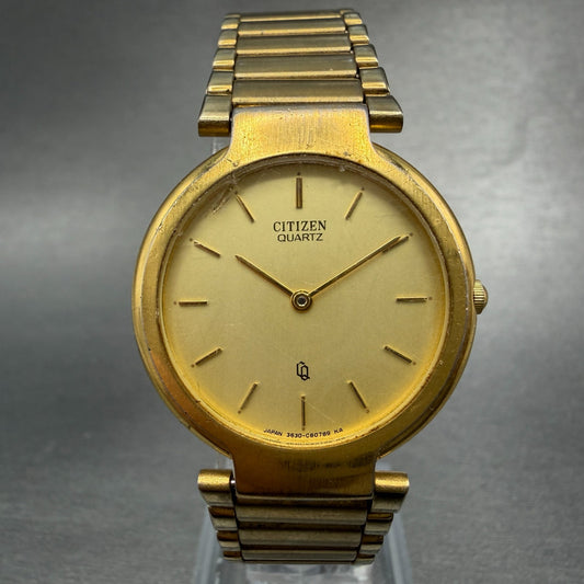 Citizen CQ Watch Women 29mm Gold Dial Gold Tone Round 3620-364708 New Battery0