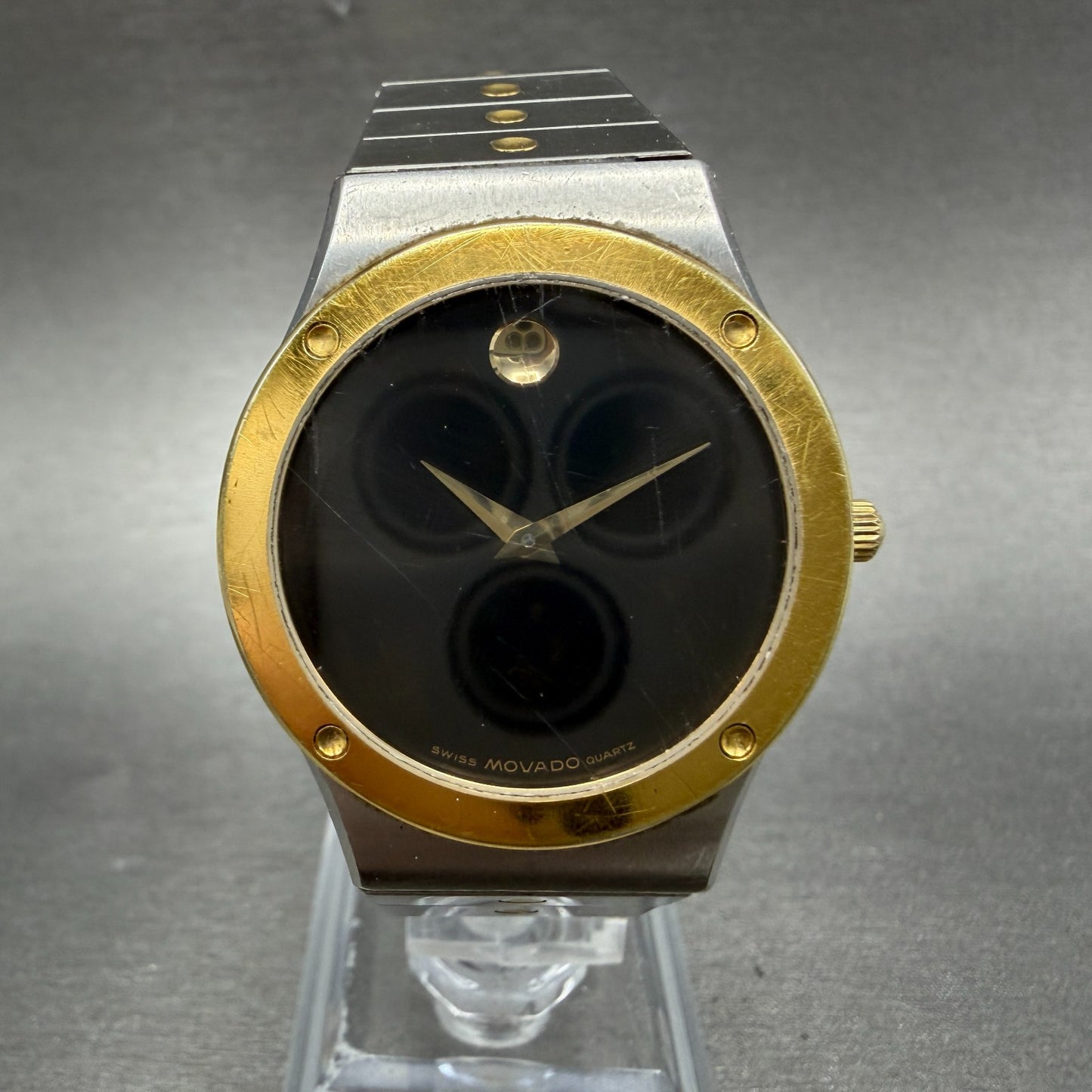 Movado Museum watch Men 32mm Black Dial Two Tone Round 86.A2.876C New Battery AB0