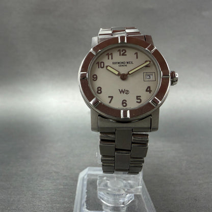 Raymond Weil W1 Watch Women 28mm White Dial Steel Date Round 3020 New Battery5