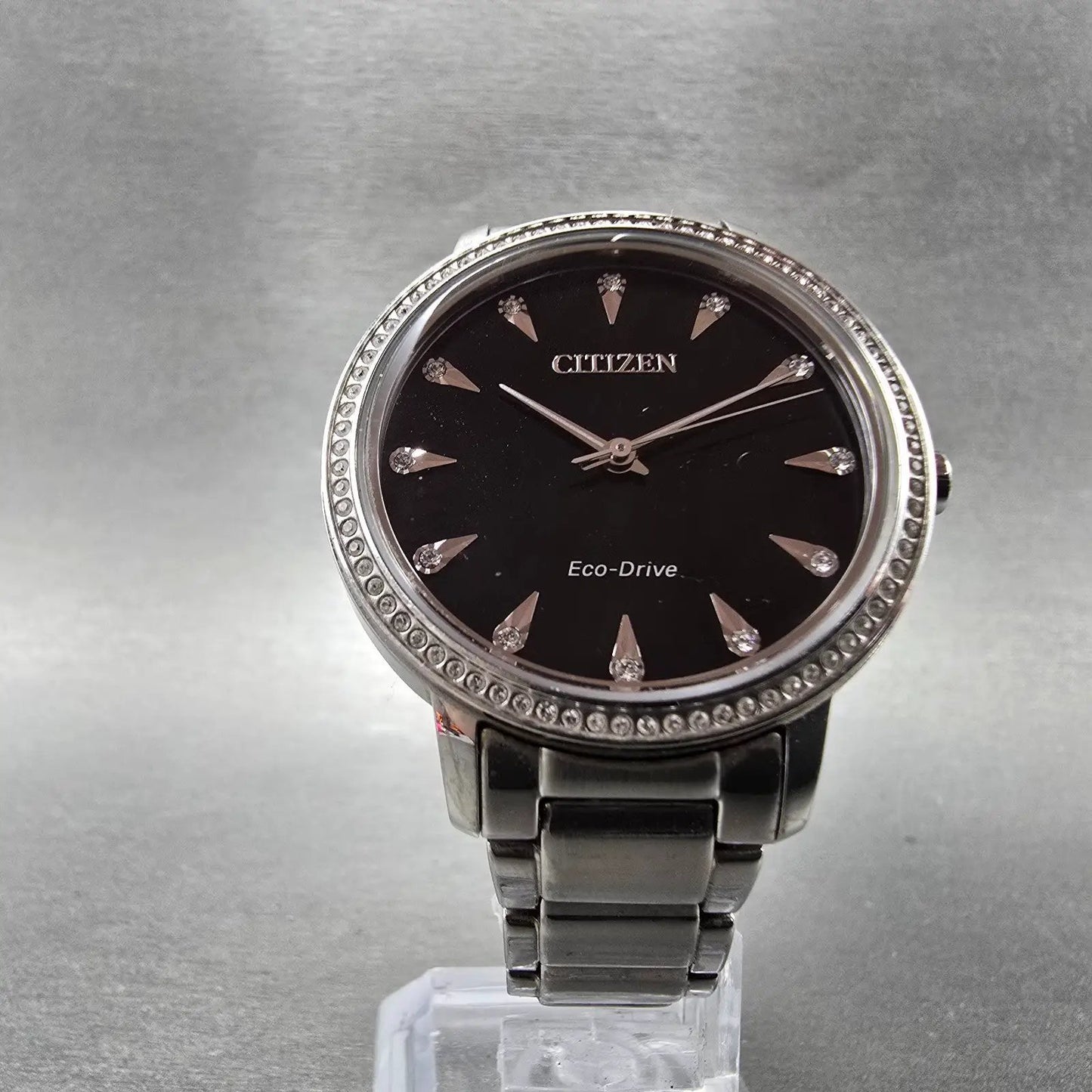 Citizen Eco-Drive Watch Women 36mm Black Dial Silver Tone J830-R010379 Runs5