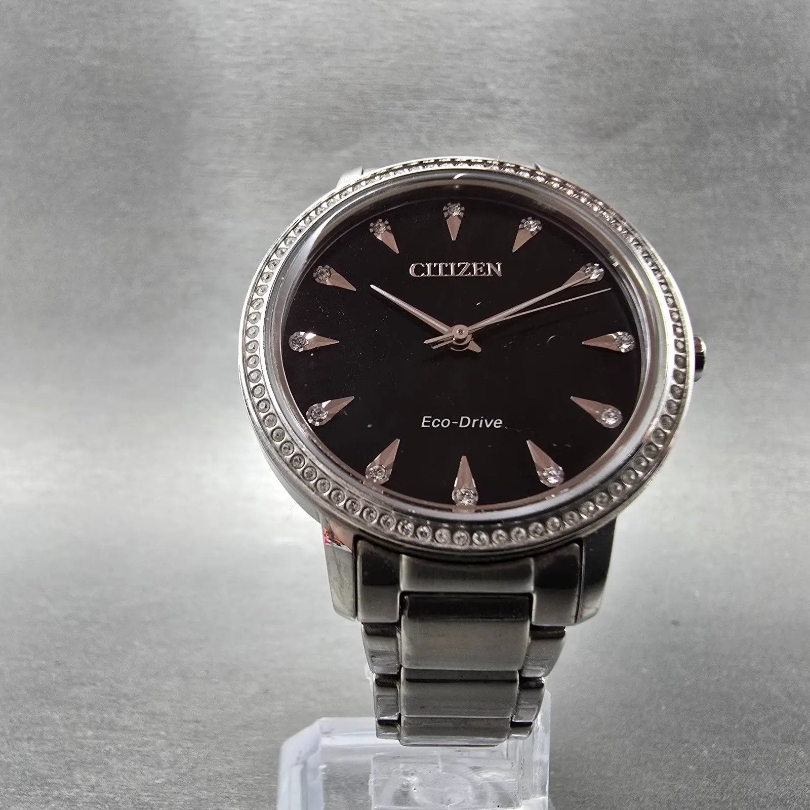 Citizen Eco-Drive Watch Women 36mm Black Dial Silver Tone J830-R010379 Runs5
