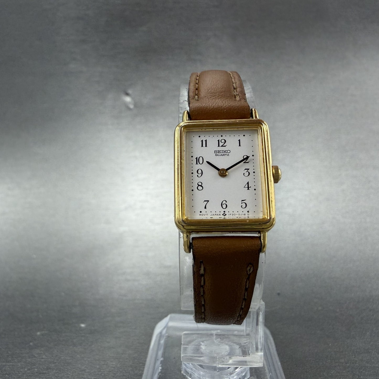 Seiko Tank Watch Women 17mm White Dial Gold Tone Rectangle 1F20-5D40 New Battery5