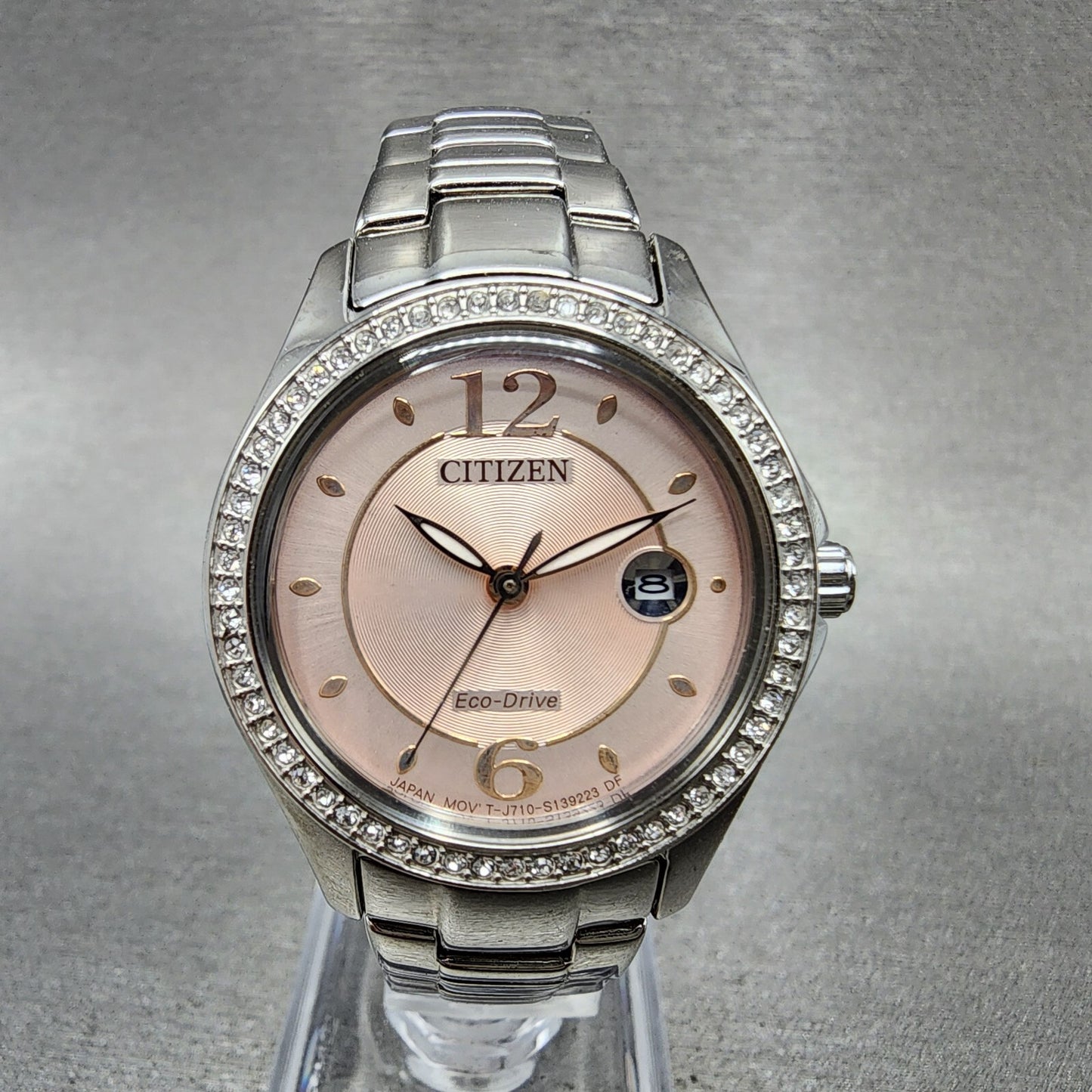 Citizen EcoDrive Watch Women 30mm Pink Dial Steel Date Round J710S097606 Runs0