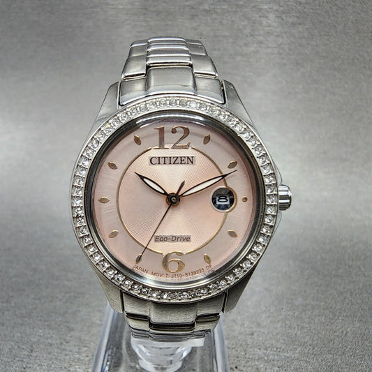 Citizen EcoDrive Watch Women 30mm Pink Dial Steel Date Round J710S097606 Runs0