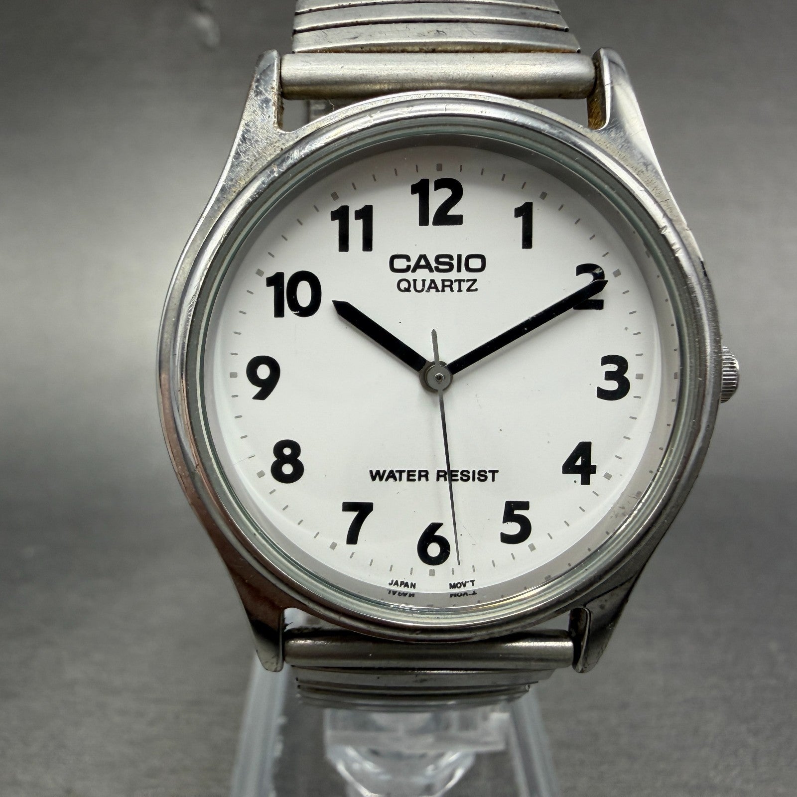 Casio Watch Men 32mm White Dial Silver Tone Round MQ-410 New Battery0