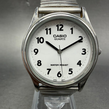 Casio Watch Men 32mm White Dial Silver Tone Round MQ-410 New Battery0