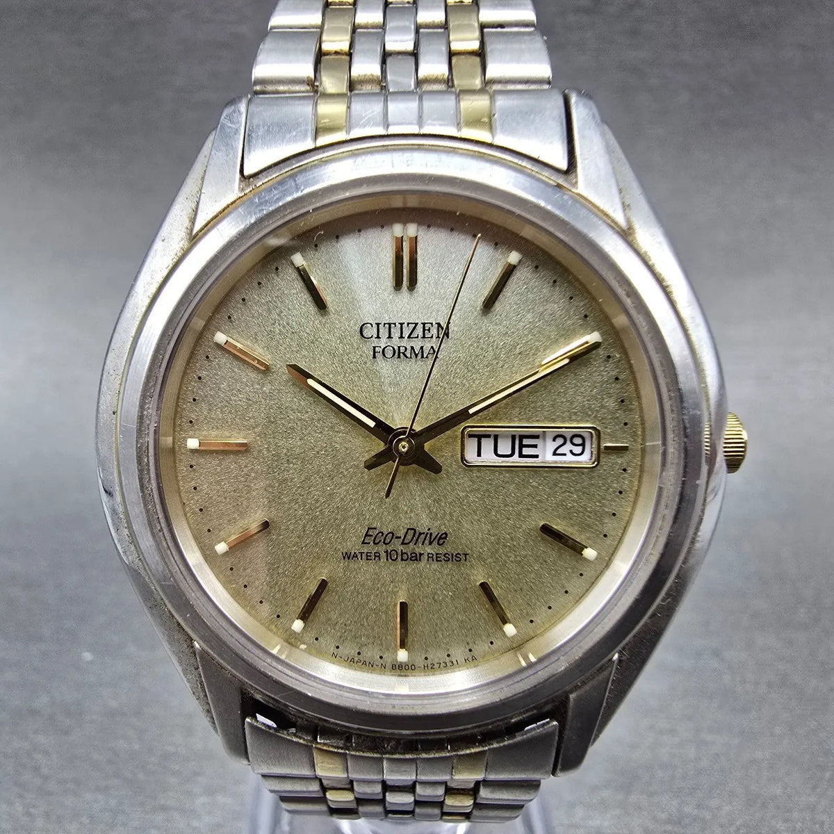 Citizen Forma Eco-Drive Watch Men 36mm Champagne Dial Two Tone Round Works JDM0