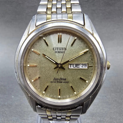 Citizen Forma Eco-Drive Watch Men 36mm Champagne Dial Two Tone Round Works JDM0