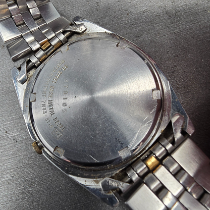 Seiko President Watch Men 36mm Black Dial Two Tone Daydate 7N43-8119 New Batt JP10