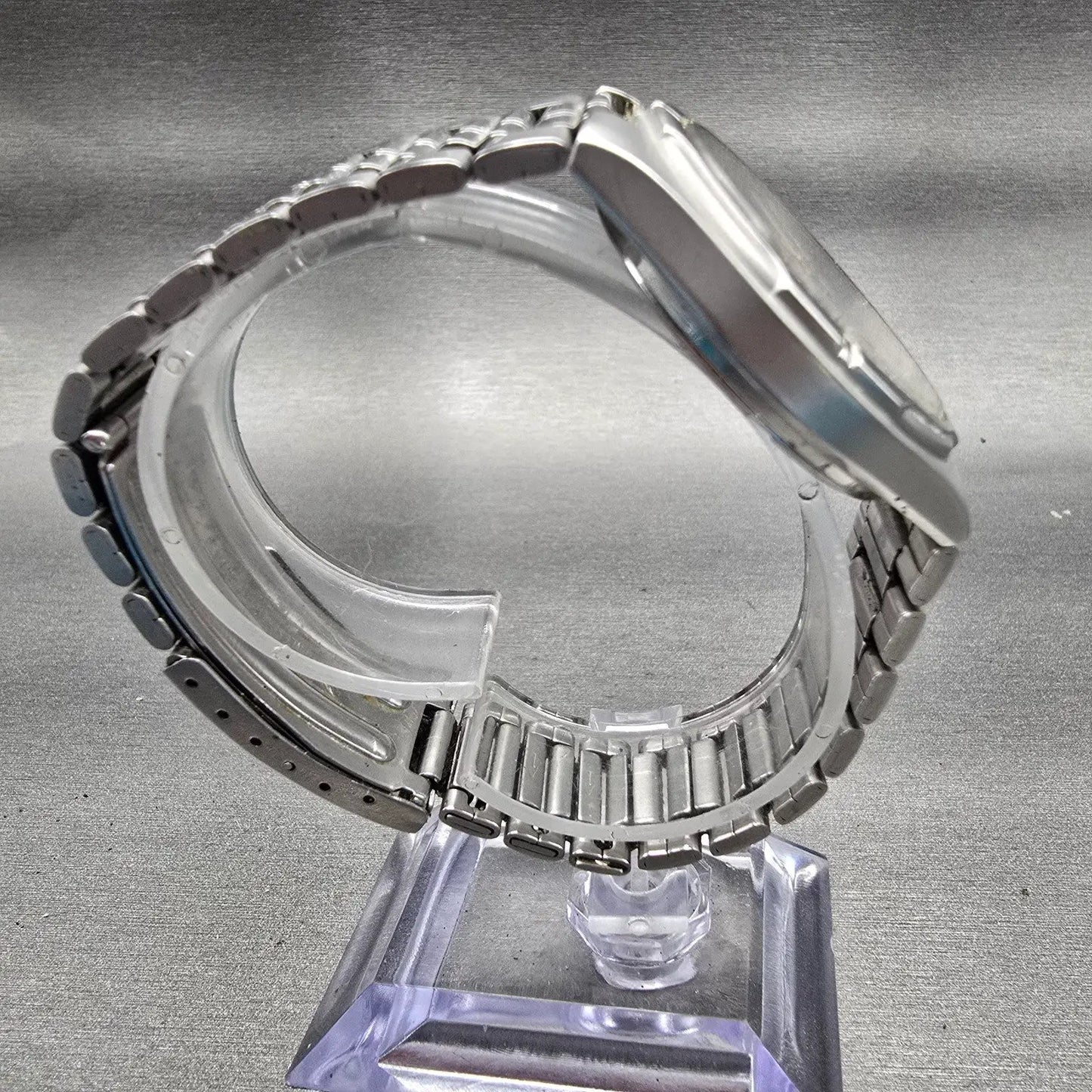 Seiko SQ Watch Men 36mm Silver Dial Silver Tone Daydate Round 5Y23-7029 New Batt10