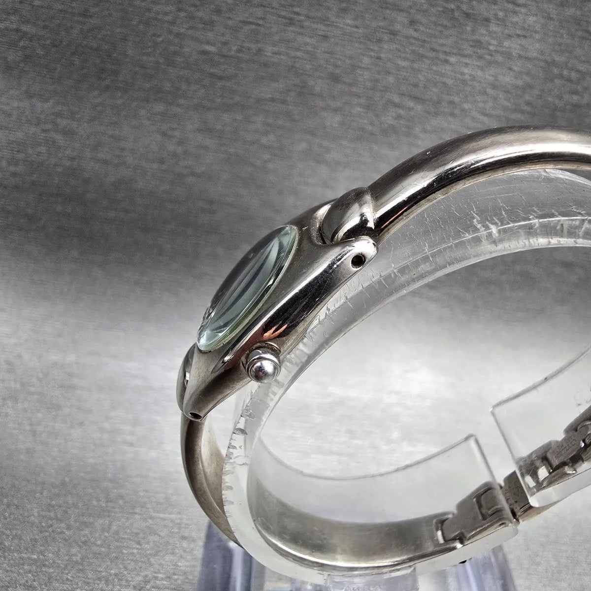 Citizen Watch Women 20mm Black Dial Silver Oval Bangle 5421-S76434 New Battery L2