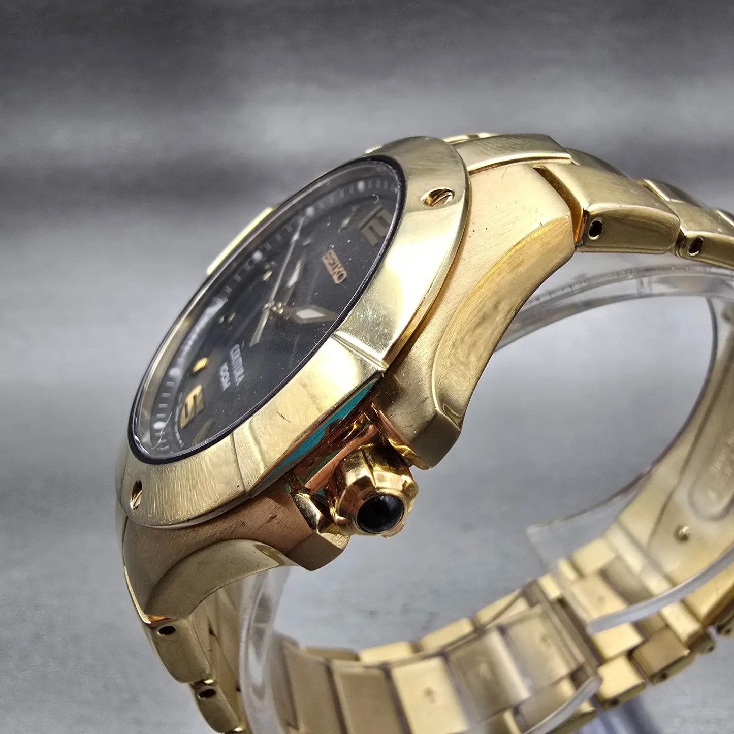 Seiko Coutura Watch Men 38mm Brown Dial Gold Tone Date Round 7N42-0CH0 New Batt2