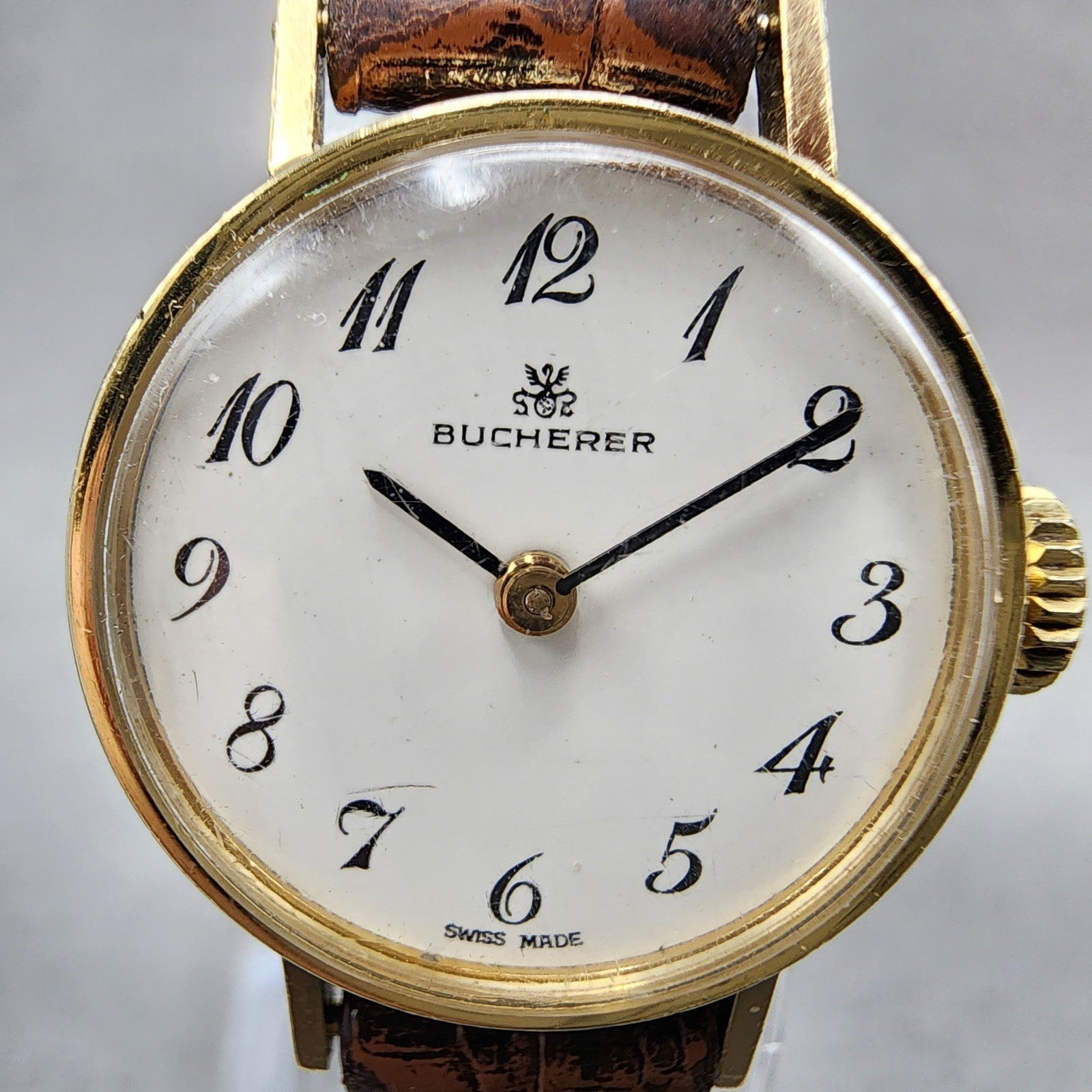 Bucherer Watch Women 21mm White Dial Gold Plated Manual Wind PARTS2
