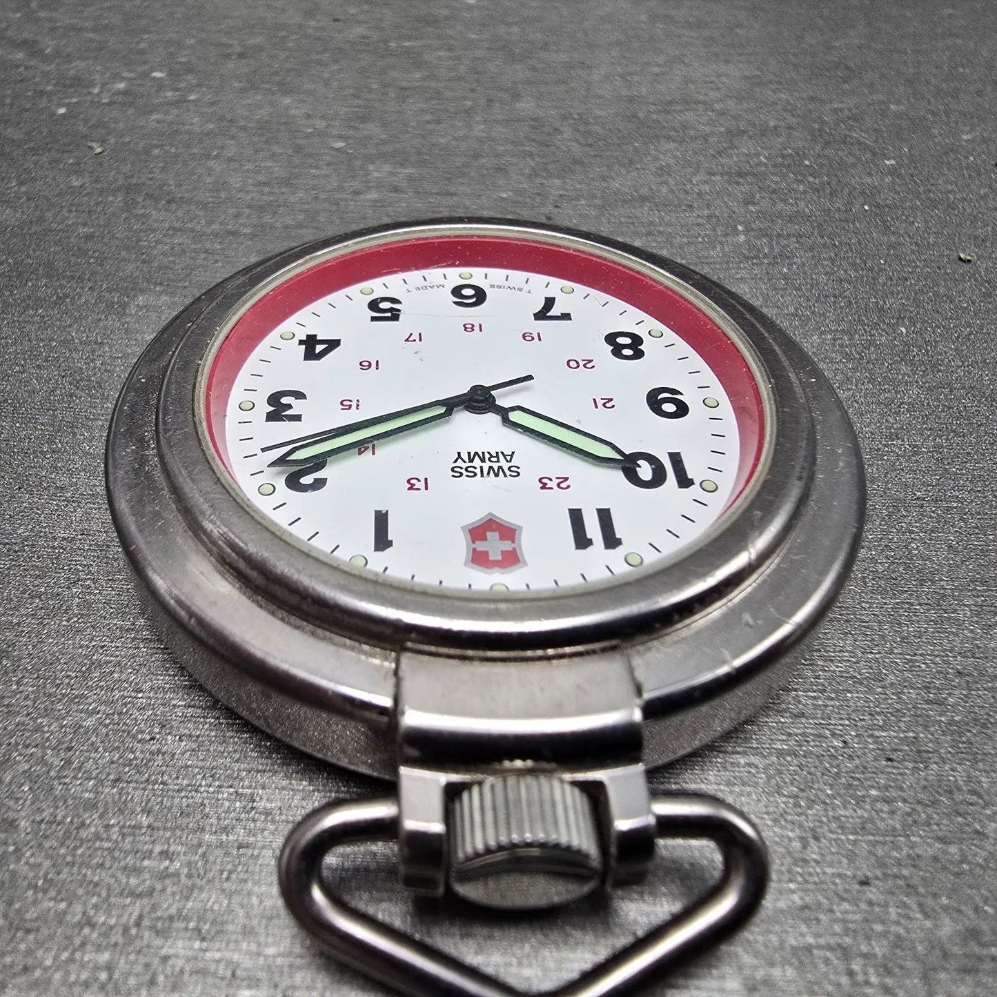 Victorinox Swiss Army Pocket Watch Men 48mm White Dial Silver Tone Round PARTS5